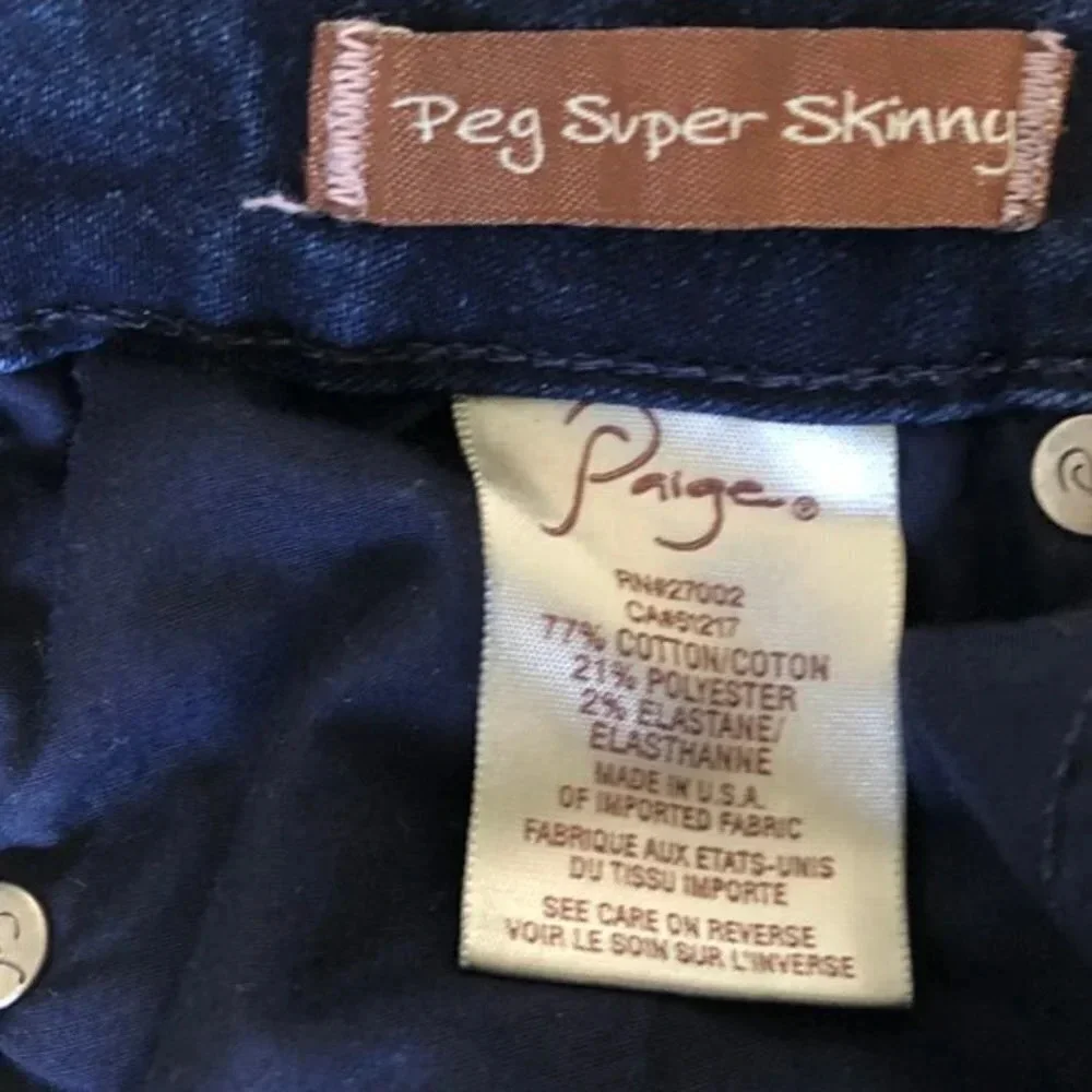 Paige Premium Denim the Peg Super Skinny Jeans 25 - Picture 3 of 4
